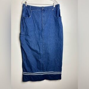 Relativity Vtg Y2K Denim Cargo Midi Skirt Blue street Cottage Casual Chic  XL